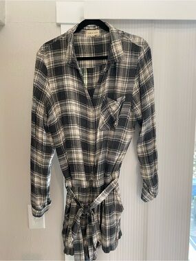 cloth & stone Black and White Plaid Jumpsuit Romper